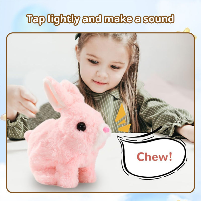 2025 Upgraded Interactive Bunny Toy. Hops, walks, talks, shakes ears. Plush Gift for Kids (Grey).