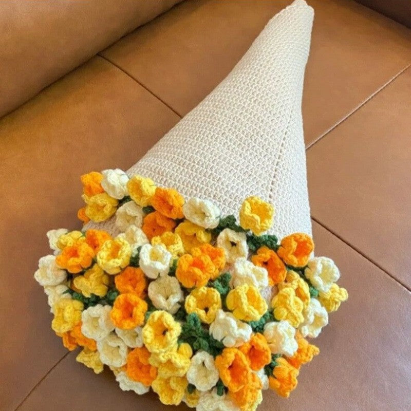 60cm New Creative Rose Bouquet Blanket (Finished), Crocheted Flower Bouquet Gift for Girlfriend
