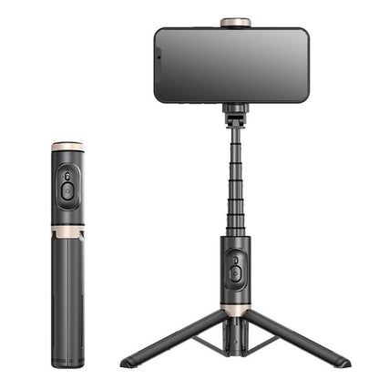 Mobile Phone Bluetooth Selfie Stick with Rotating Fill Light and Hidden Tripod Live Streaming Stand