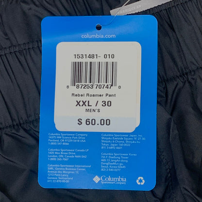 COLUMBIA Rebel Roamer Rain Pant Softshell Men's Sz XXL Inseam 32" Black XM8175-010