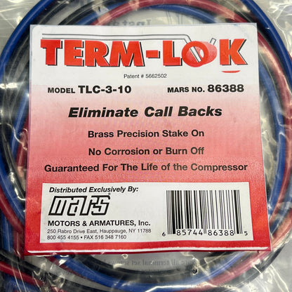 MARS Compressor Stake On Repair Kit Brass 10 Gauge 3 Wire Red/Blue/Black 86388