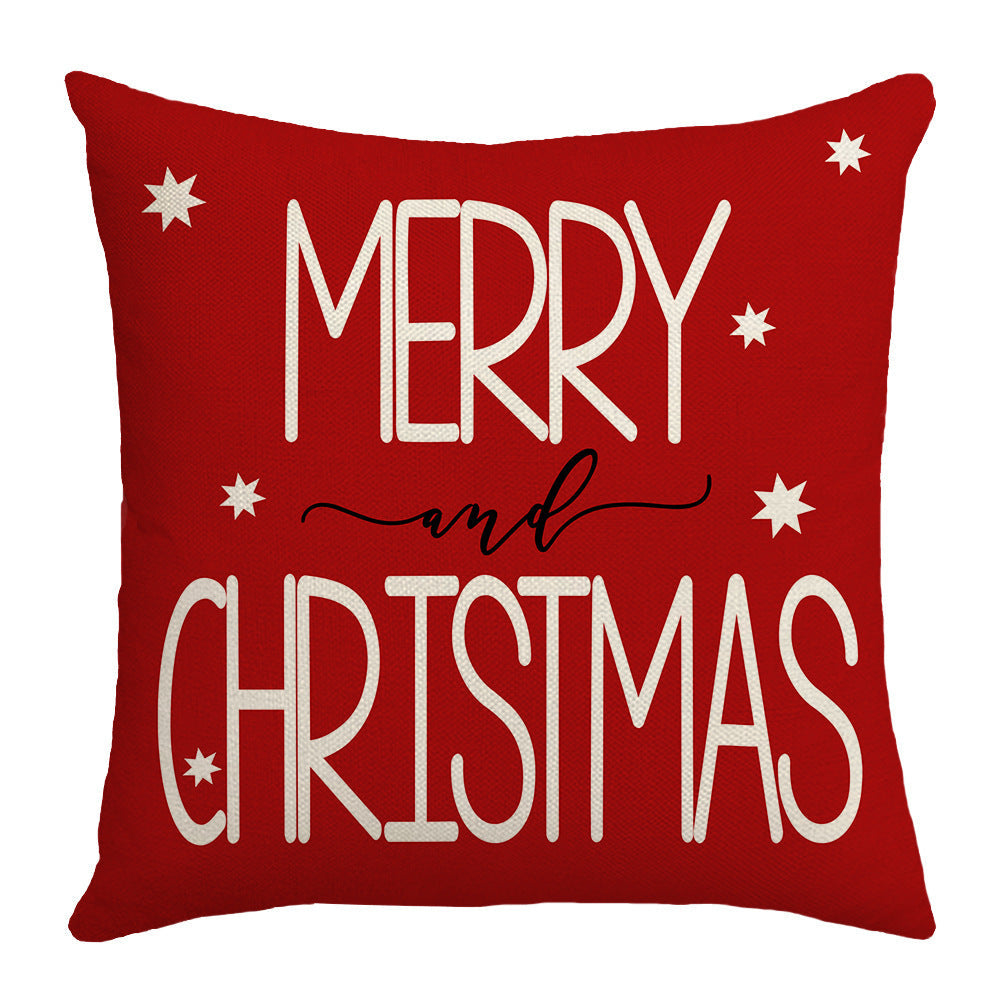 Grid Christmas linen pillowcase, Christmas tree snowflake home decoration pillowcase, sofa cushion pillowcase