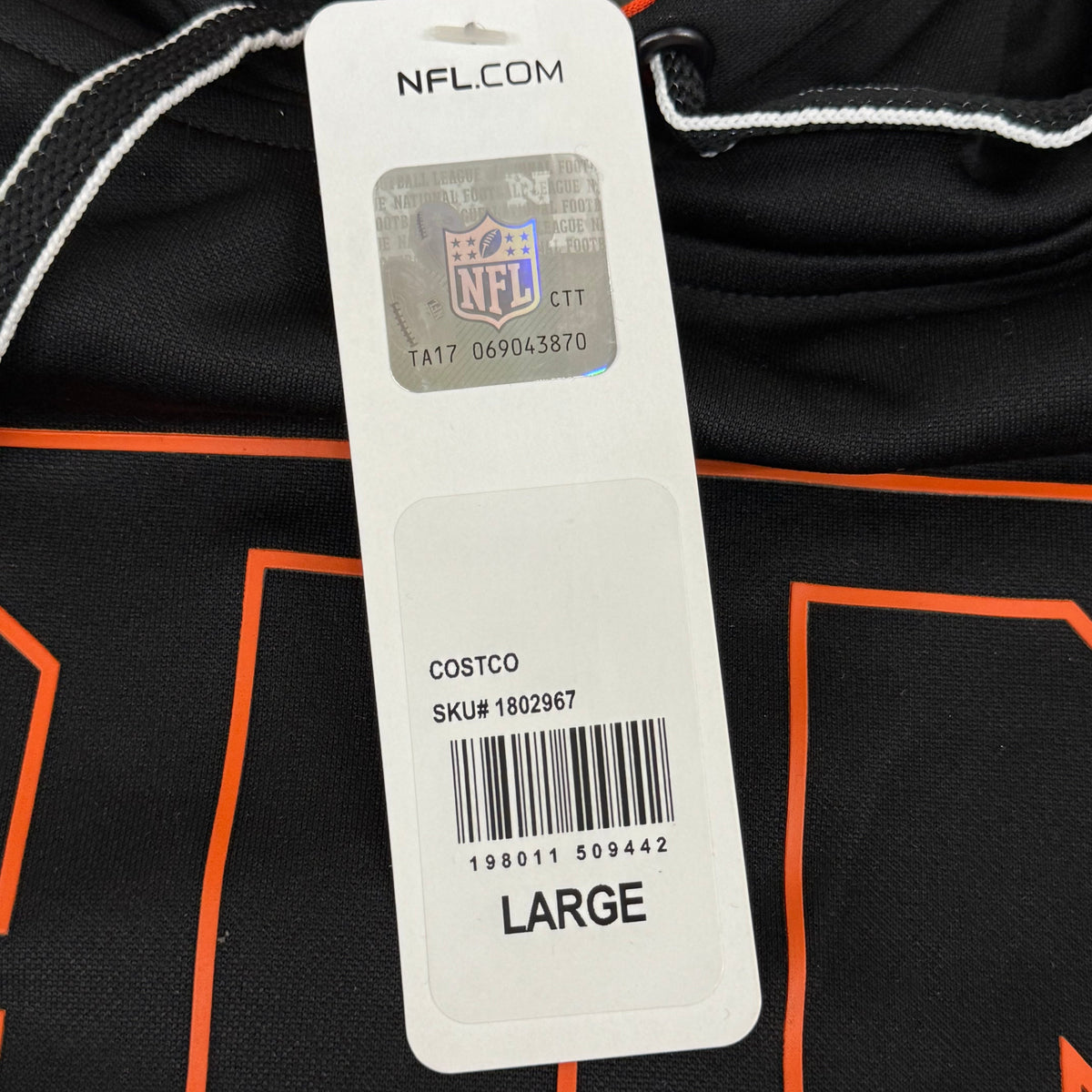 NFL Cincinnati Bengals Hoodie AFC North Sweatshirt Pullover SZ L Black 1802967