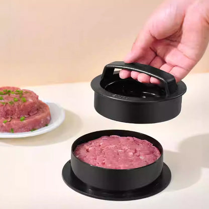 3-in-1 Manual Kitchen Gadget: Hamburger Patty, Round Beef Burger & Meatball Press.