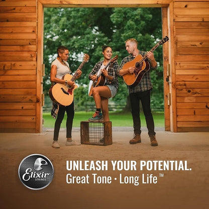 Acoustic Guitar Strings: 80/20 Bronze with NANOWEB Coating, Long - lasting Bright Tone, Comfortable Feel, Medium 13 - 56