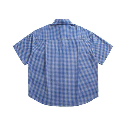 Checkered casual short sleeved shirt for men and women