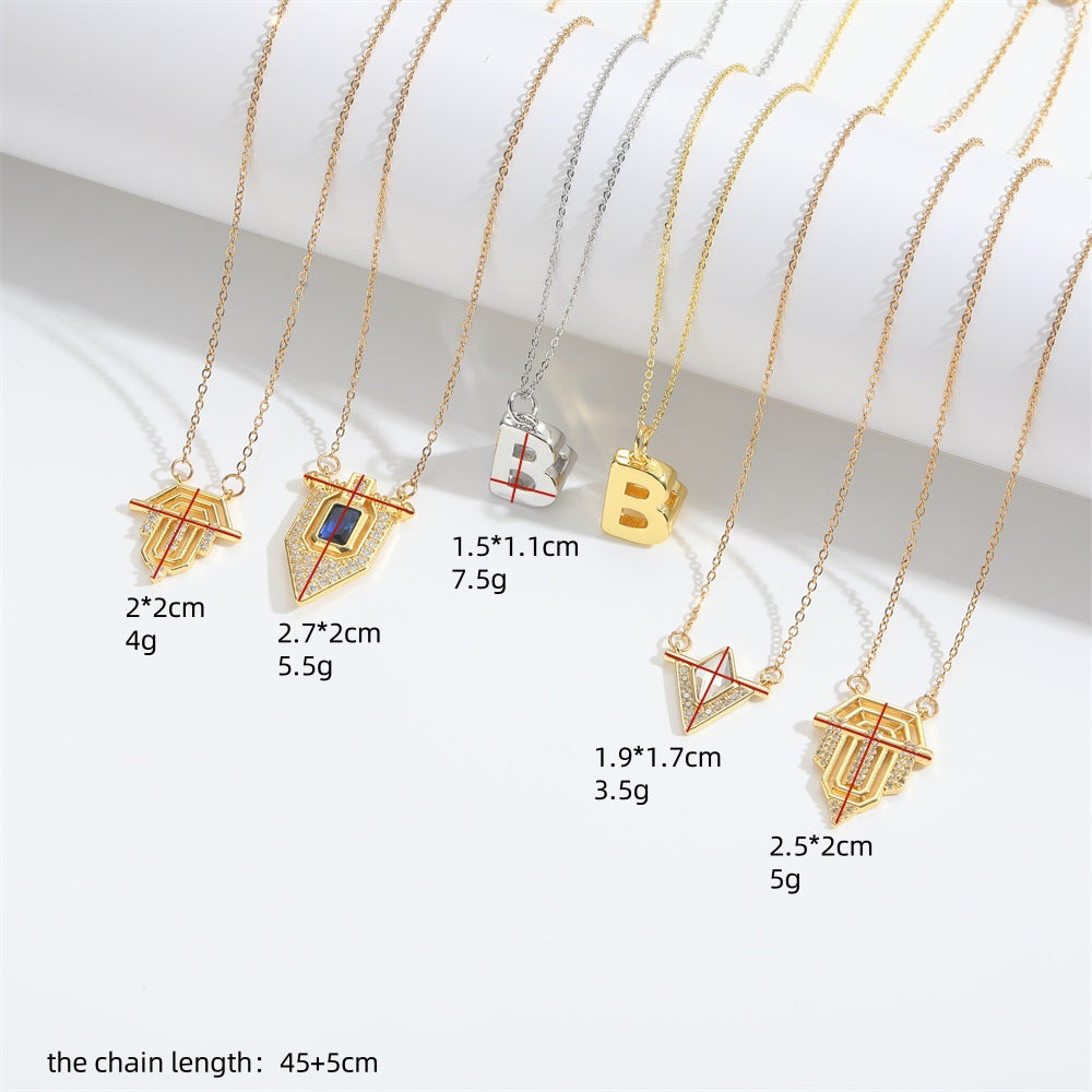 Roman retro flag design pendant necklace for women's collarbone chain