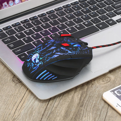 Flowing Crack Colorful Luminous Gaming Mouse Wired Blaze Bird Mouse