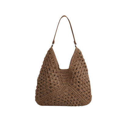 Hollow out straw woven bag woven belt armpit bag