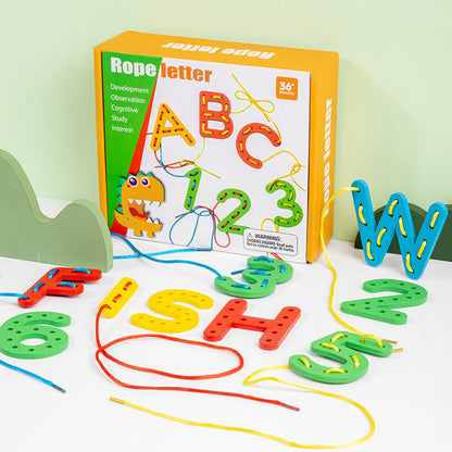 Number letter bead string children's building blocks threading rope early childhood education threading beads fine motor training puzzle toys