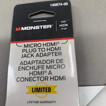 MONSTER Micro HDMI Plug To HDMI Jack Adapter 1 x 3 x 6 inches Black 140674-00