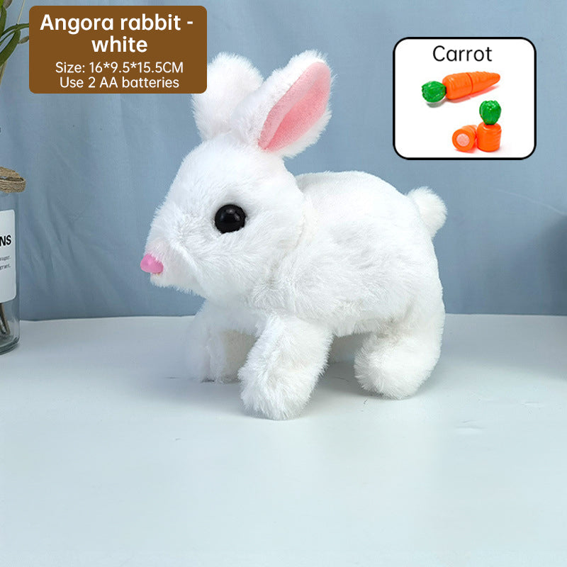 2025 Upgraded Interactive Bunny Toy. Hops, walks, talks, shakes ears. Plush Gift for Kids (Grey).