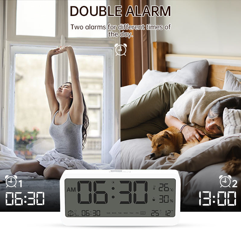 Multifunctional Digital Clock: Adjustable LED Brightness, Temp & Humidity Display, Dual - Mode Alarm, for Bedside or Desk