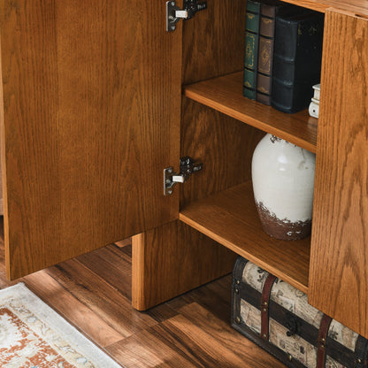 Walnut colored side panels, buffet cabinet with storage, 33.9 inches x 15 inches x 31.5 inches