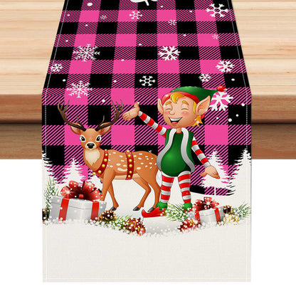 Christmas table flag holiday party restaurant decoration tablecloth linen checkered printed dining table tablecloth mat