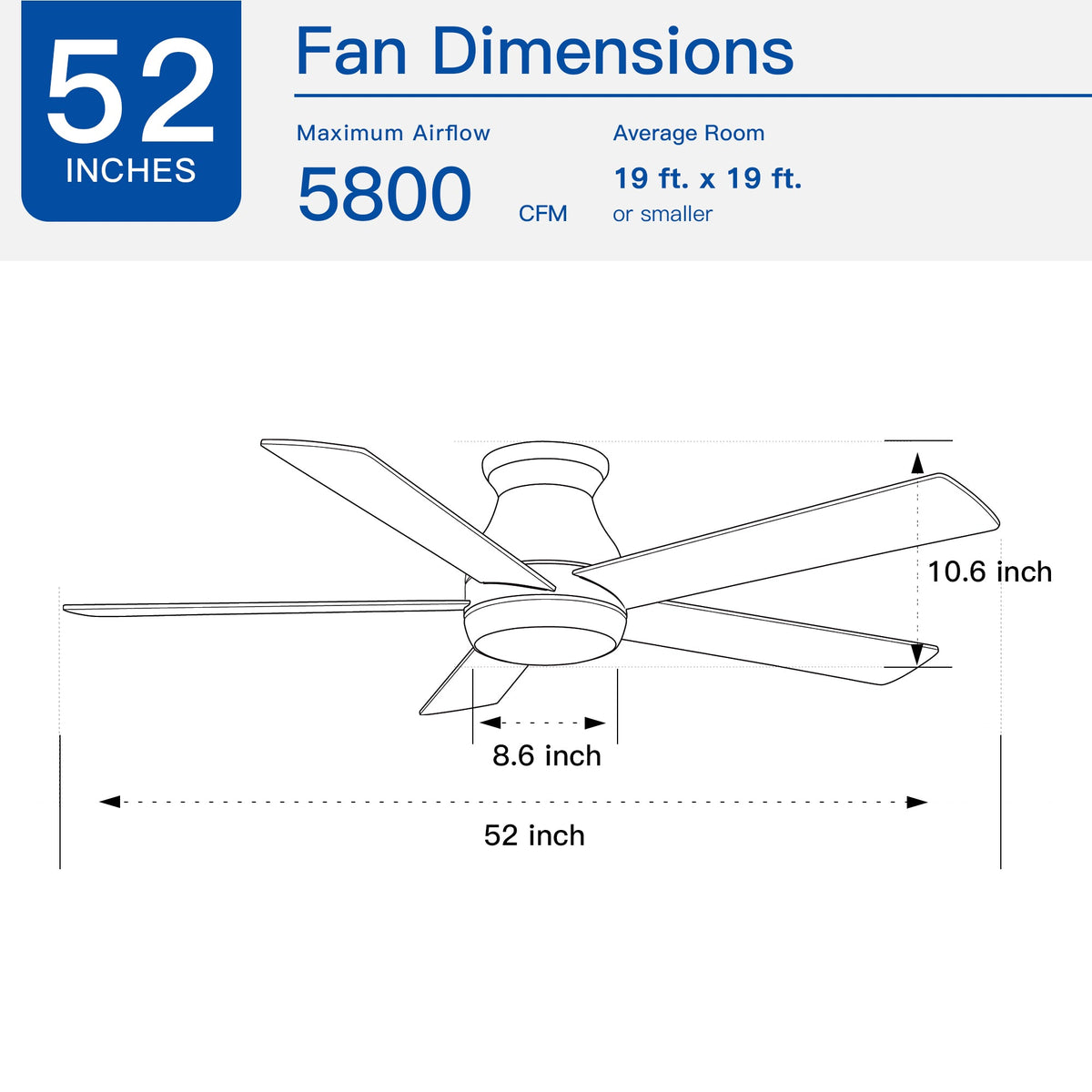52" Low Profile Ceiling Fan with Lights