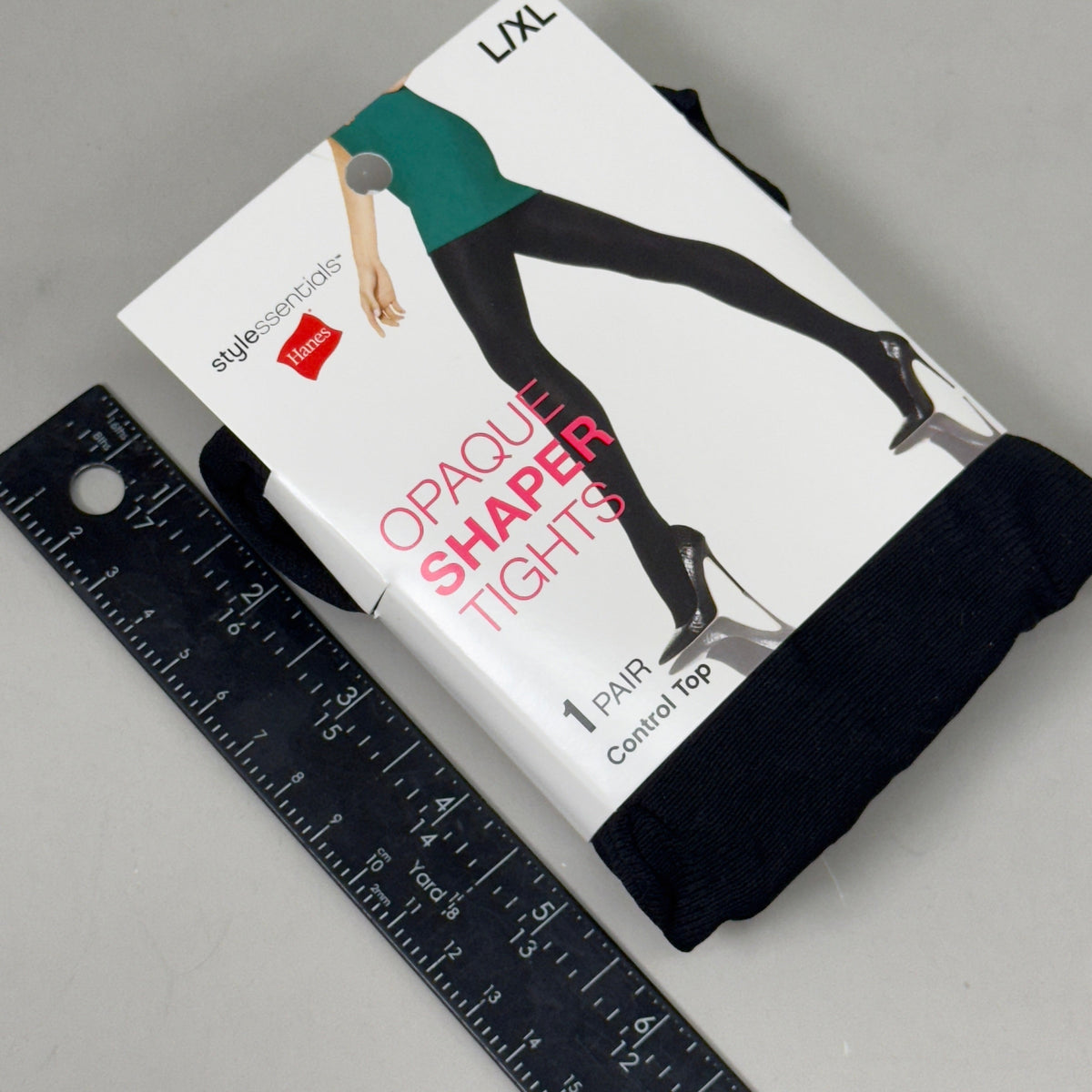 HANES (3 PACK) Essential Opaque Shaper Tights Control Top Women's Sz L/XL Black