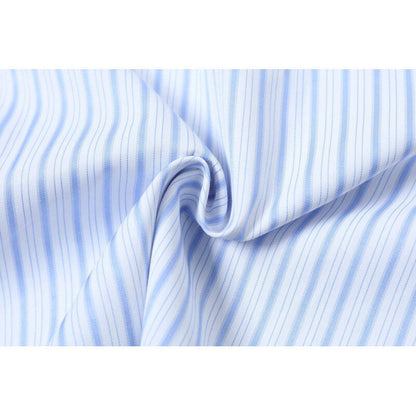 Vertical striped button decoration short sleeved shirt for men