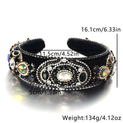 Baroque retro inlaid colored rhinestone sponge new fashionable hair band