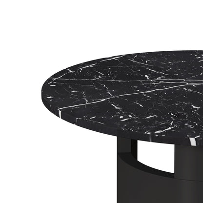 42.12"Modern Round Dining Table with Printed Black Marble Table Top for Dining Room