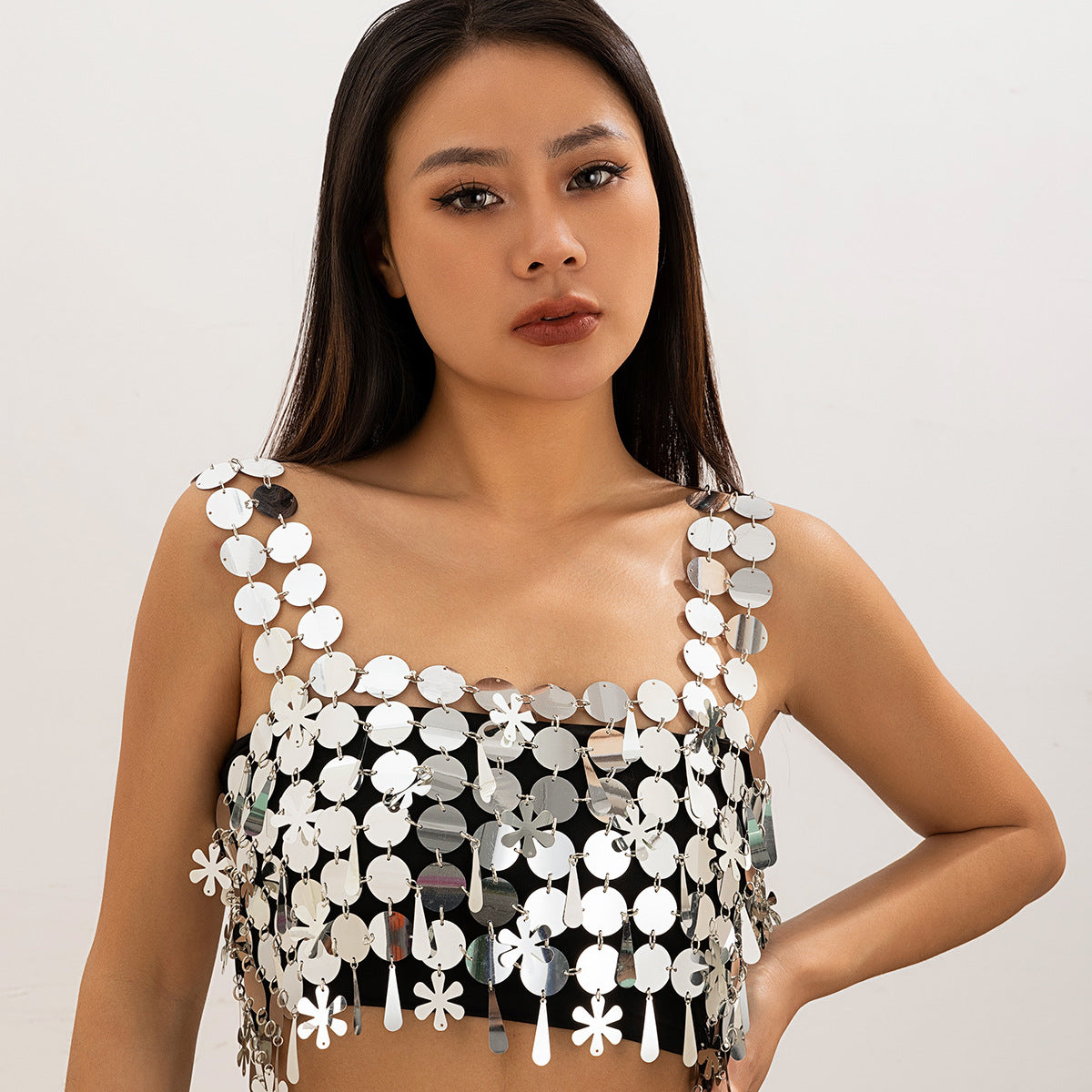 Cyberpunk nightclub style sexy slim fit backpack skirt Body Chain