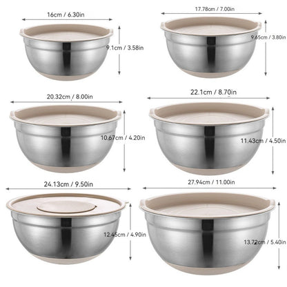 Stainless Steel Mixing Bowl with Lid, Thickened, Multi-functional: Beating, Grating, Stirring, Baking, Salad, Dough Making