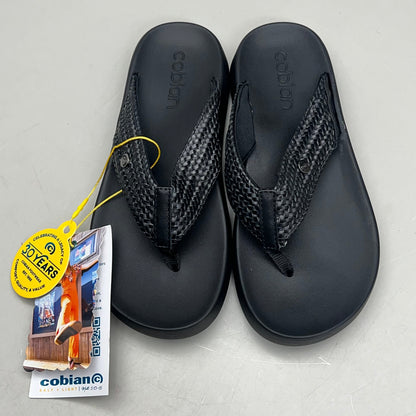 COBIAN Palmilla Braided Synthetic Leather Strap Sandals Women's Sz 6 EU 35.5 Black PAL25-001-06