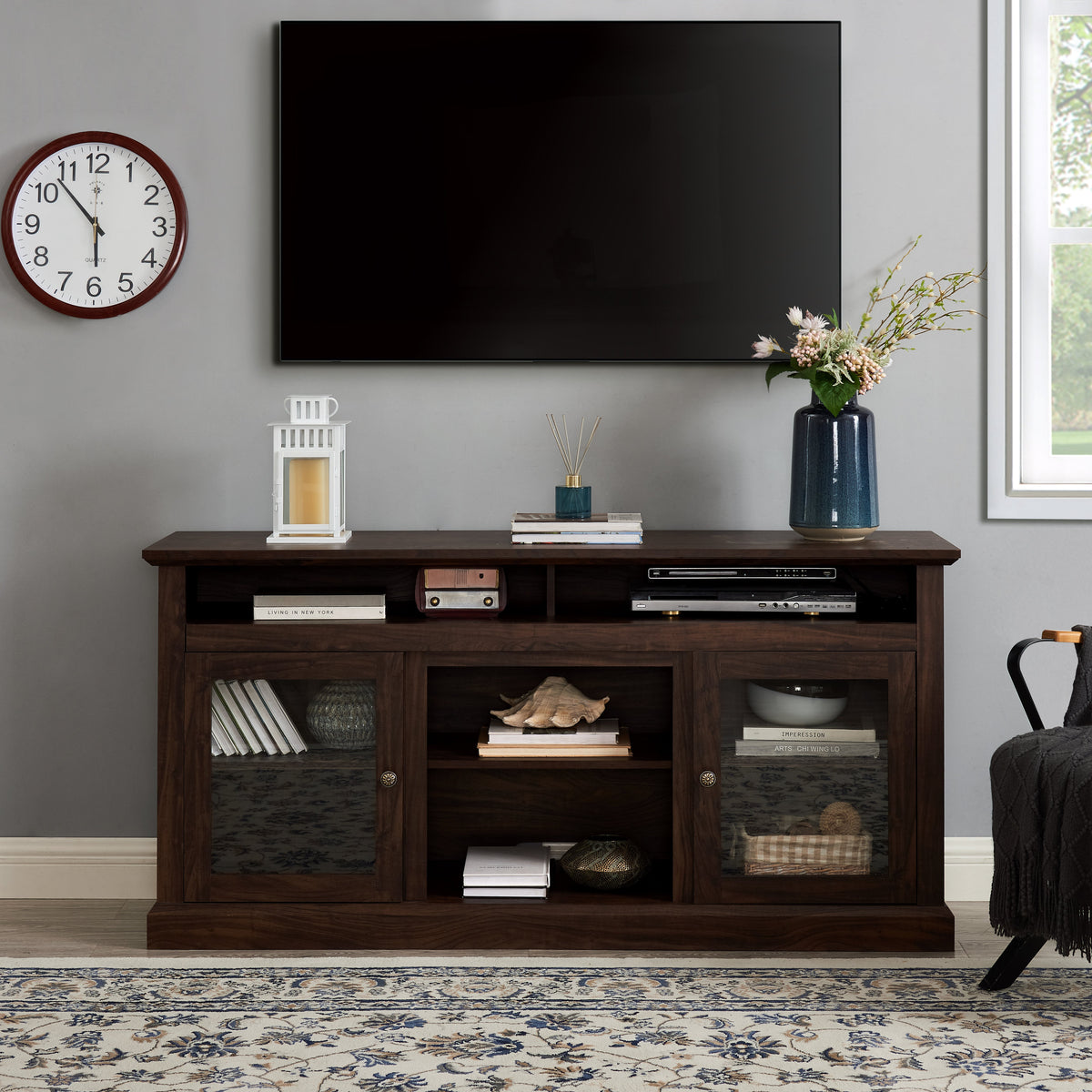 Contemporary TV Media Stand Modern Entertainment Console Brown