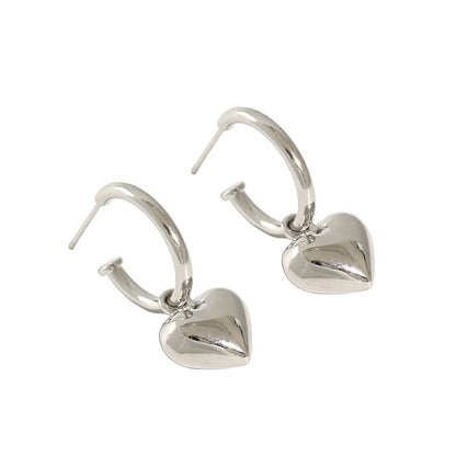 Simple temperament love heart-shaped pendant earrings women's versatile earrings