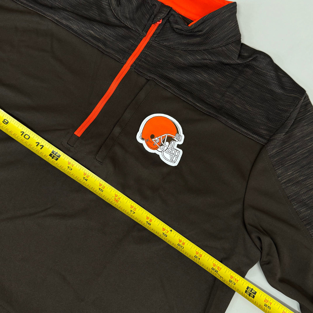 NFL Cleveland Browns Quarter Zip Pullover Shirt Long Sleeve XL Brown 1802969