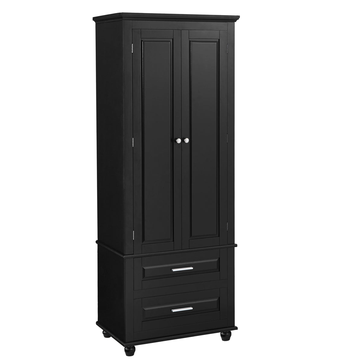 Tall Storage Cabinet with Two Drawers for Bathroom/Office, Black