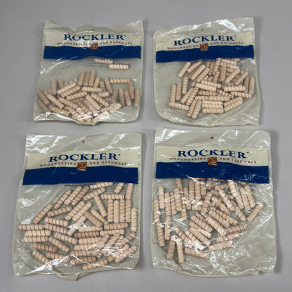 ROCKLER (4 PACK, 200 DOWELS TOTAL) Spiral Dowel Pins 3/8" x 1-1/2" Light Tan