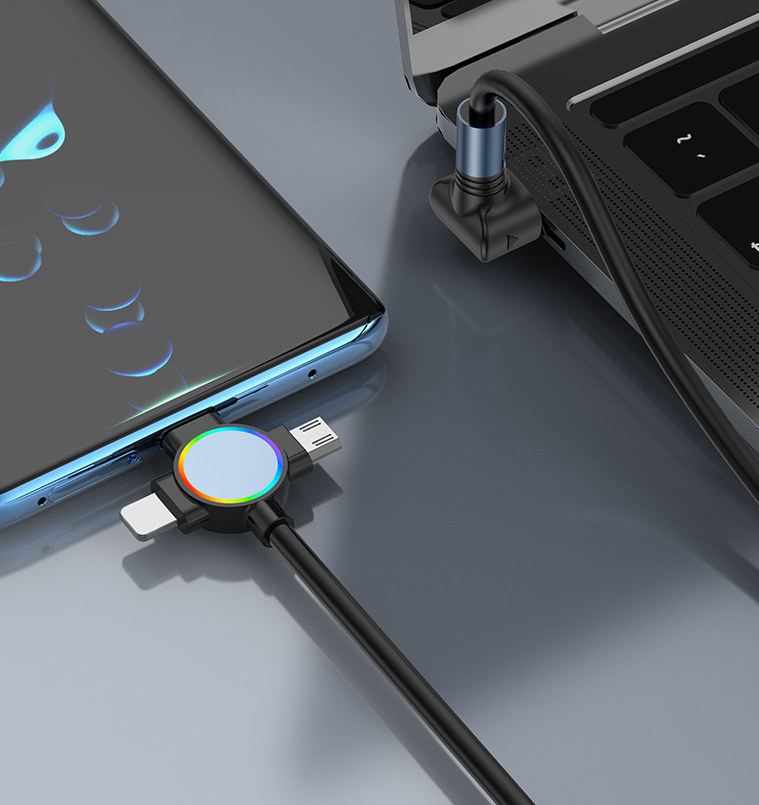 Three in one spring data cable suitable for Huawei Apple 15 Android Carplay streaming light car retractable fast charging cable