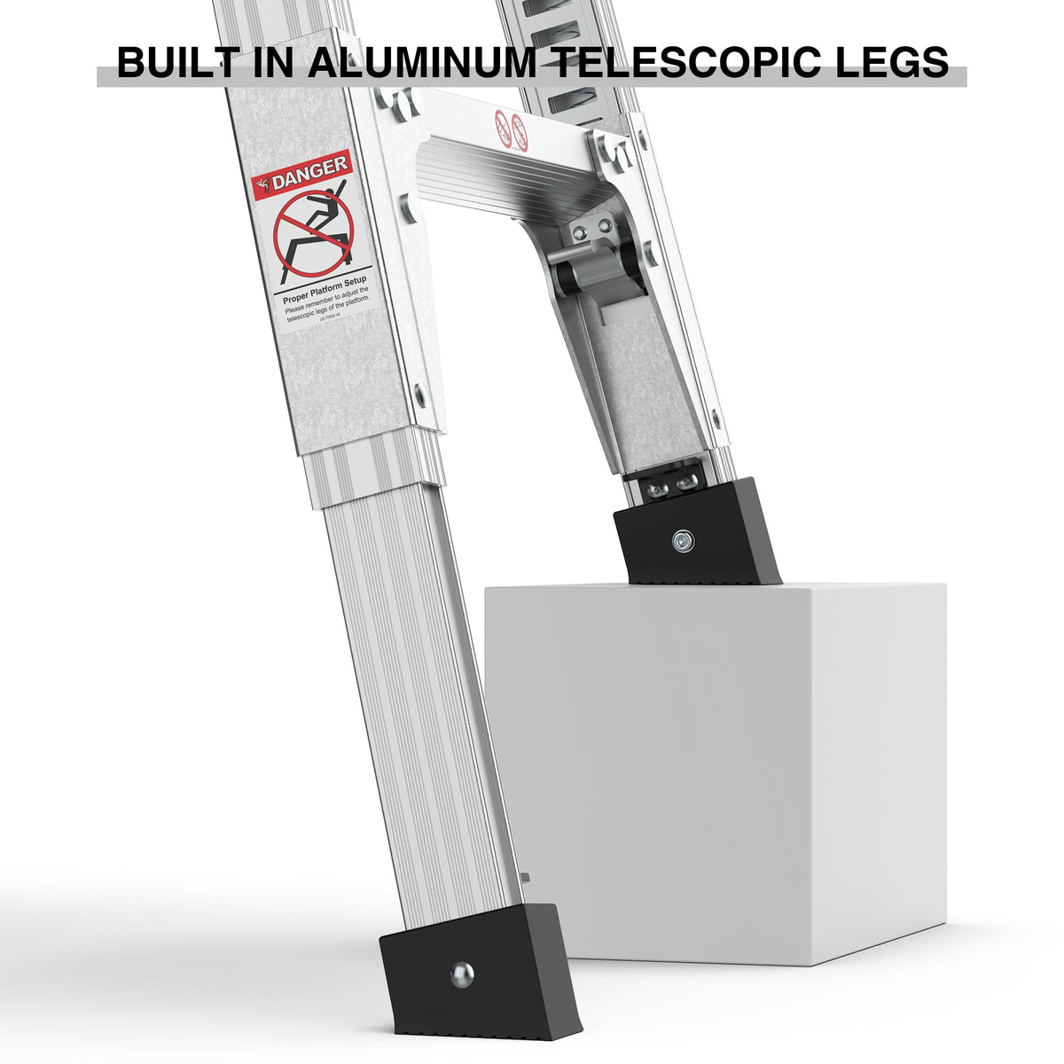Aluminum Work Platform Large Size Step Stool Folding Portable Work Bench 40" Width Telescopic Feet 22" -27.5" Height Adjustable