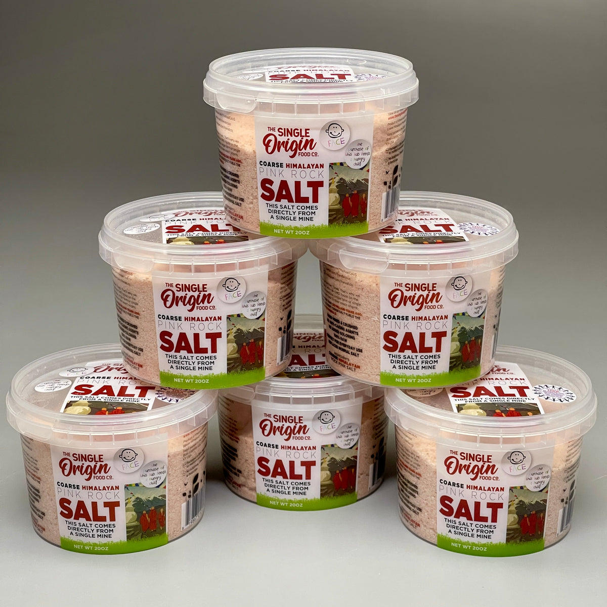 THE SINGLE ORIGIN FOOD CO (6 PACK) Pink Himalayan Salt Tub (course) 20 oz/each BB 11/26