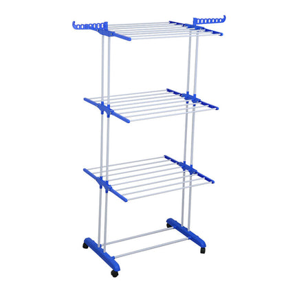 Folding Clothes Rack with Drying and Storage Functions for Bedroom, Ideal for Hanging Coats and Garments