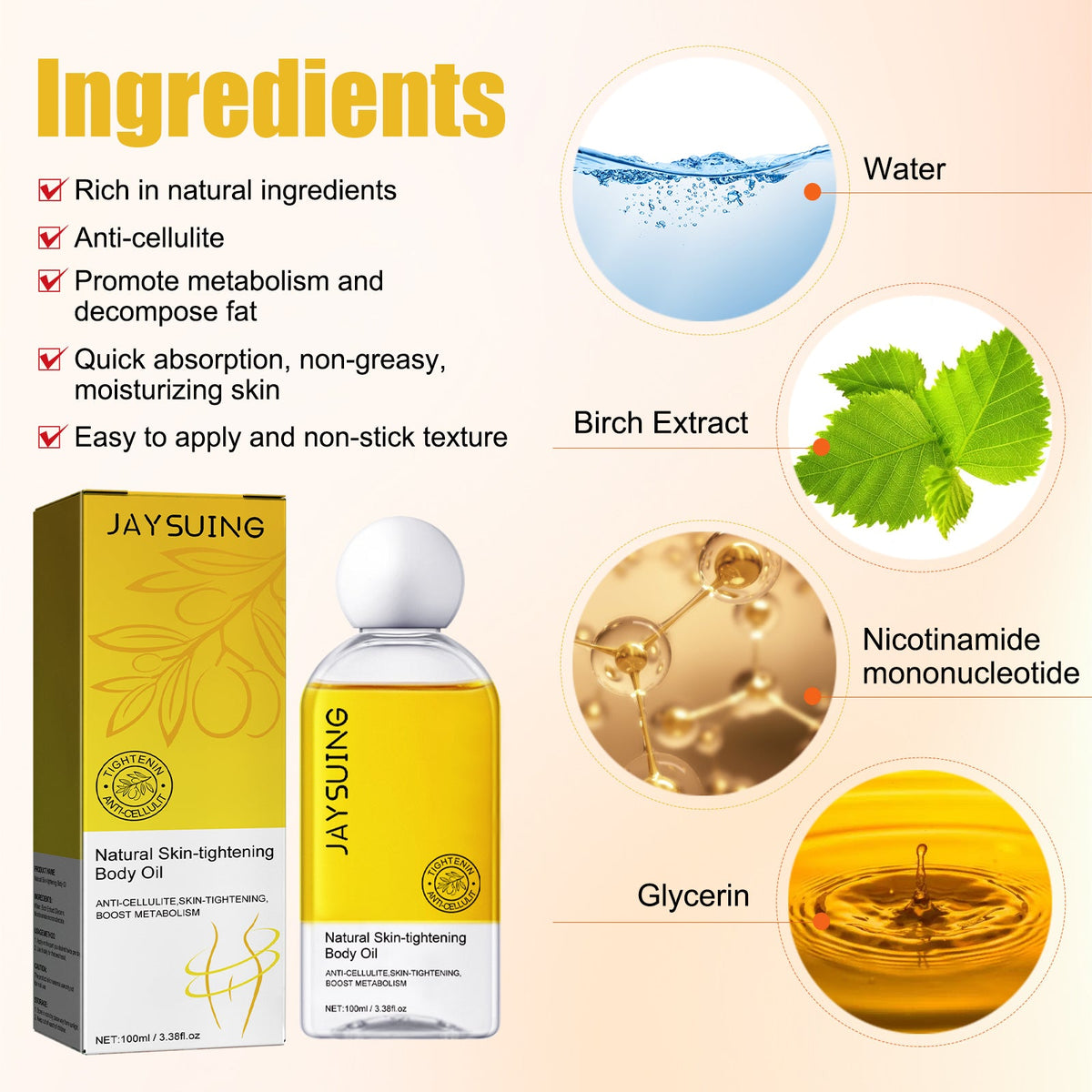 Firming Body Oil, Anti-Orange Peel Moisturizing Slimming Beauty Skin Oil