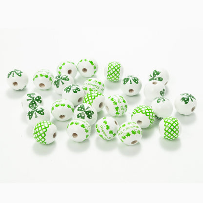 10pcs Irish Festival St. Patrick's Day Colorful Wooden Beads DIY Accessories