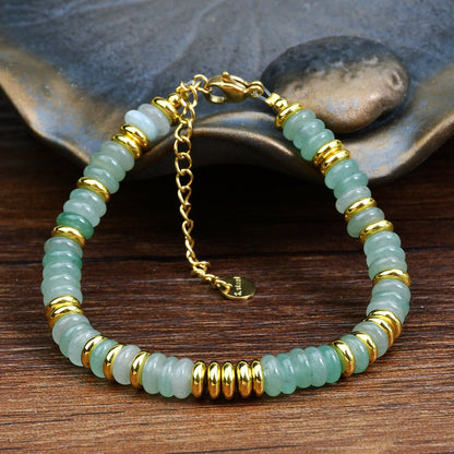 Ins style dopamine colored natural stone bead bracelet for women niche and high-end non fading crystal bracelet