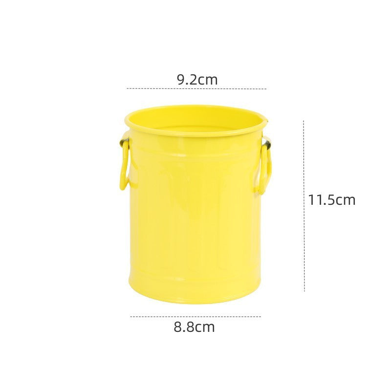 Cylindrical wrought iron pen holder DIY creative desktop storage bucket multifunctional stationery pen holder