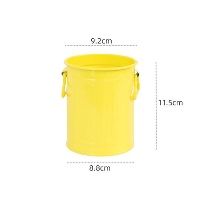 Cylindrical wrought iron pen holder DIY creative desktop storage bucket multifunctional stationery pen holder