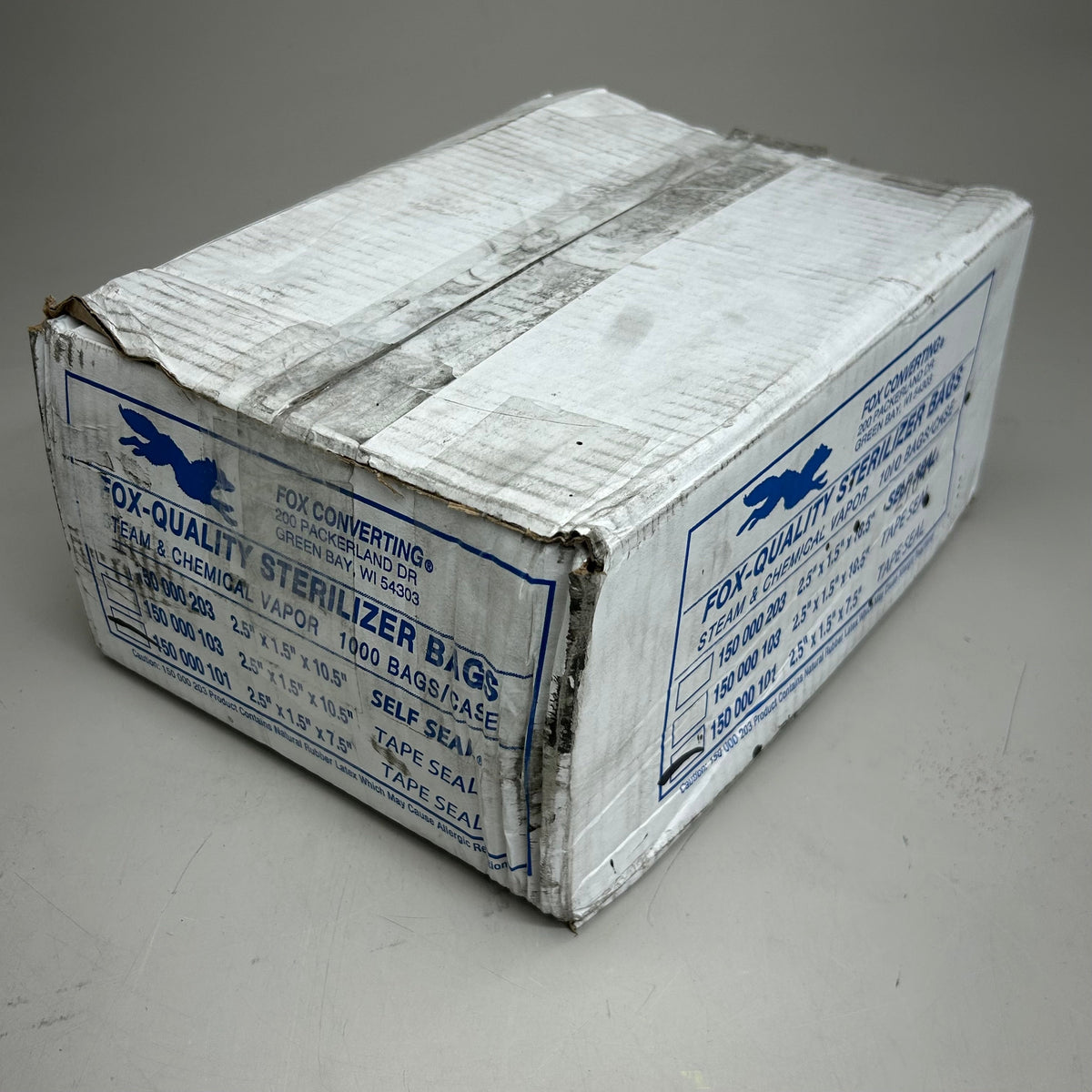 FOX CONVERTING  (1 Box, 1000 Bags) Tape Seal Sterilizing Bags 2.5"x1.5"x7.5" 150000101 (New Other- Distressed Packaging )
