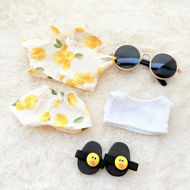 Only clothes/Labubu clothes pendant Labubu sitting party clothes beach glasses set