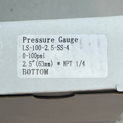 INDUSTRIAL CHOICE Stainless Steel Pressure Gauge 0-100 PSI 2.5" LS-100-2.5-SS-4