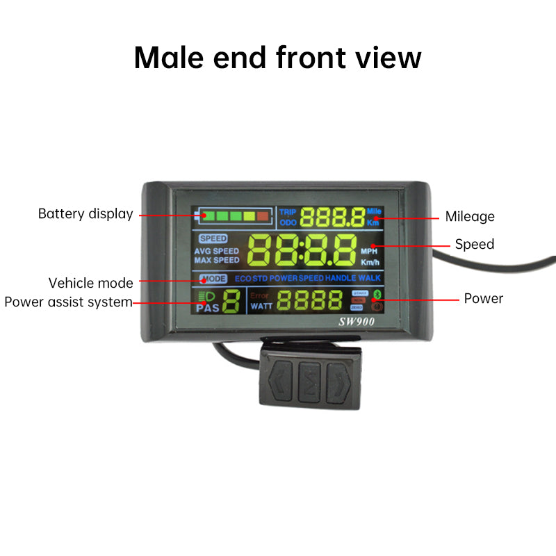 5/6-pin SW900 color smart meter, e-scooter/mountain bike LCD data display modification part.