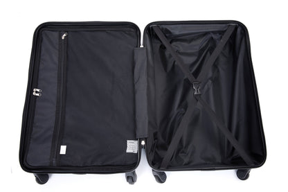 3 Piece Luggage Sets PC+ABS Lightweight Suitcase with Two Hooks Spinner Wheels (20/24/28) Red