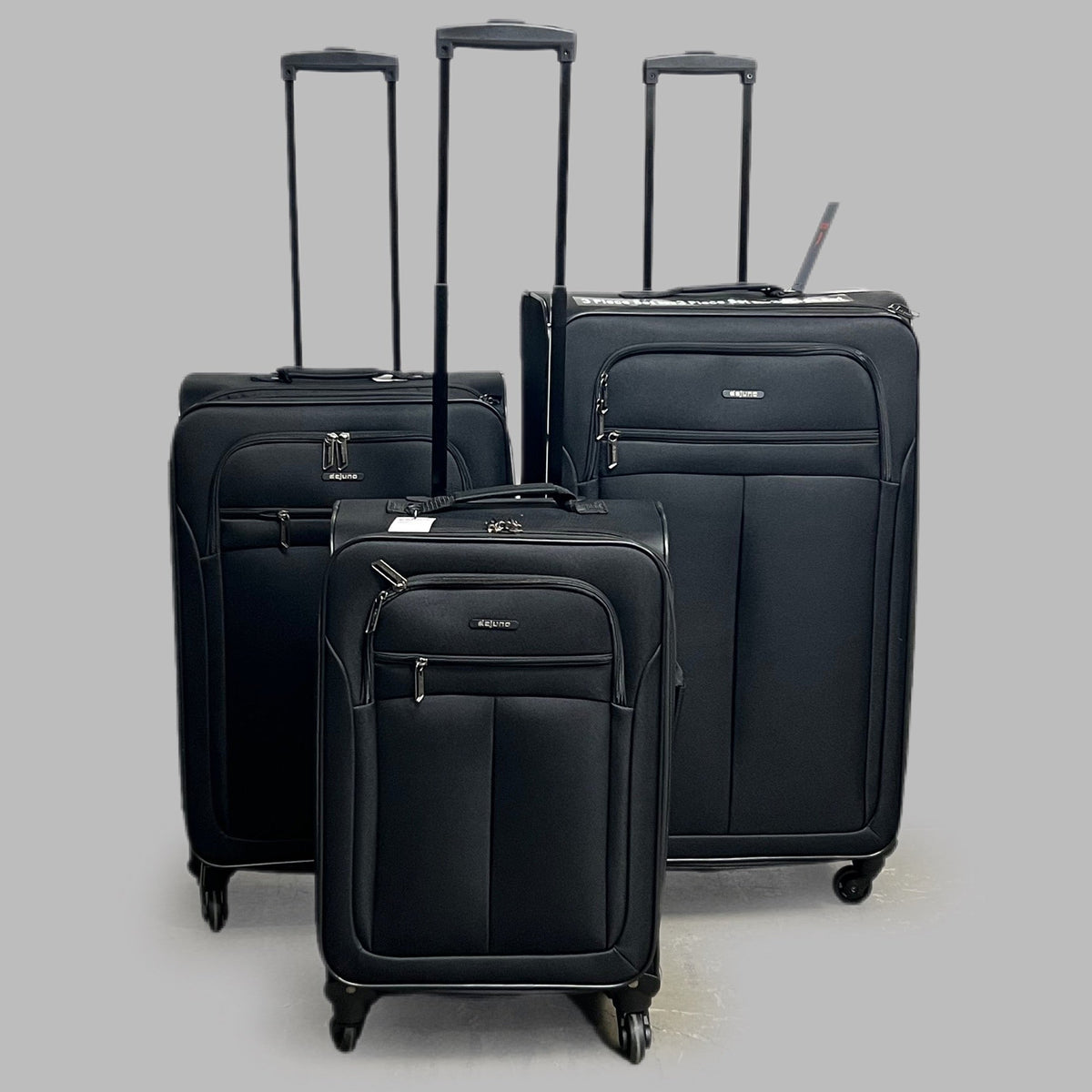 DEJUNO (3 PACK) Lightweight Expandable Spinner Luggage Suitcase Set Black 2302DJBF