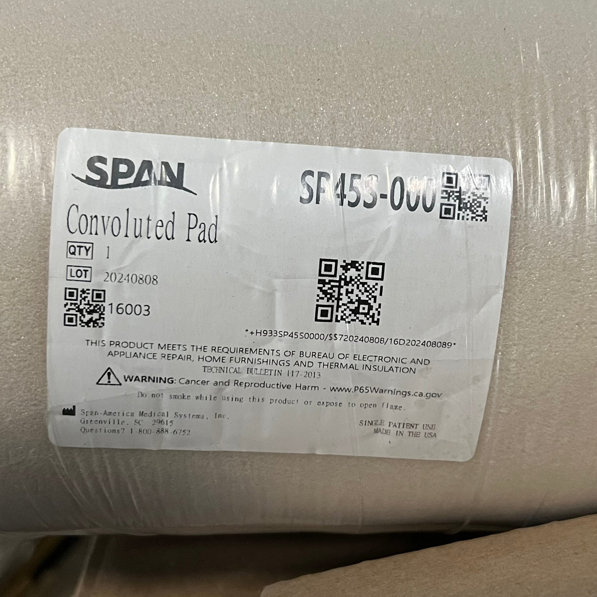SPAN Overlay Convoluted Foam Sz 69”Lx32”W Beige SP45S-000