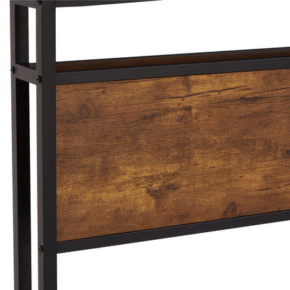 Extra large metal platform bed frame with wooden headboard and footrest, USB LINER, LED lights