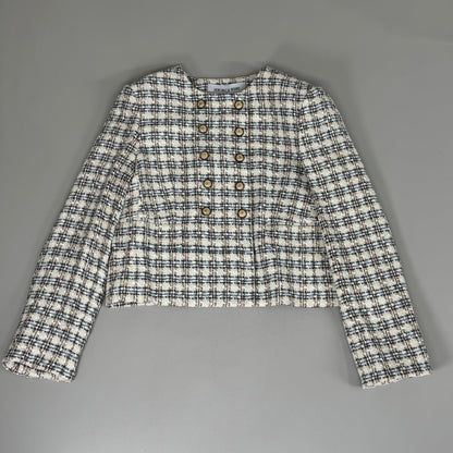VERONICA BEARD Bentley Tweed Jacket Sz-12 Ivory/Camel 2406TW6810474